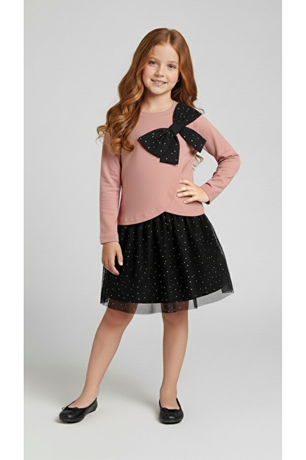 Tulle Skirt with Stone Detail Long Sleeve Girls' Set