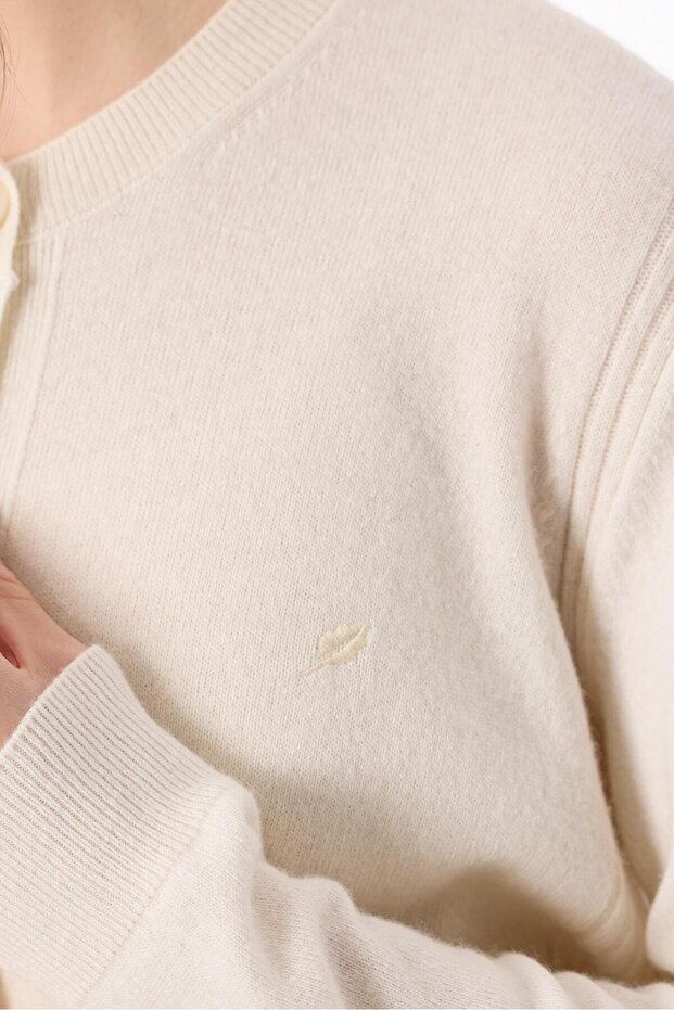 Basic Kaşmir Uzun Hırka EKRU - 3