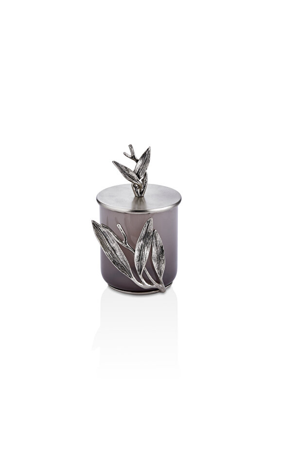 Ivy Antique Nickel Detailed Smoked Ombre Glass Jar Large