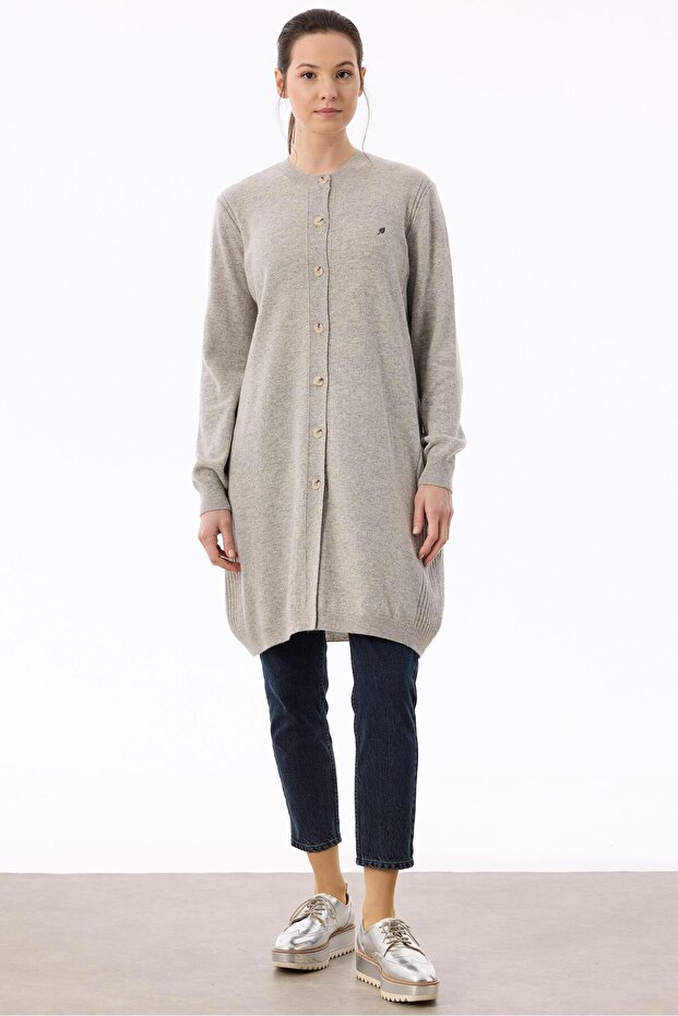 Basic Cashmere Long Cardigan Gray