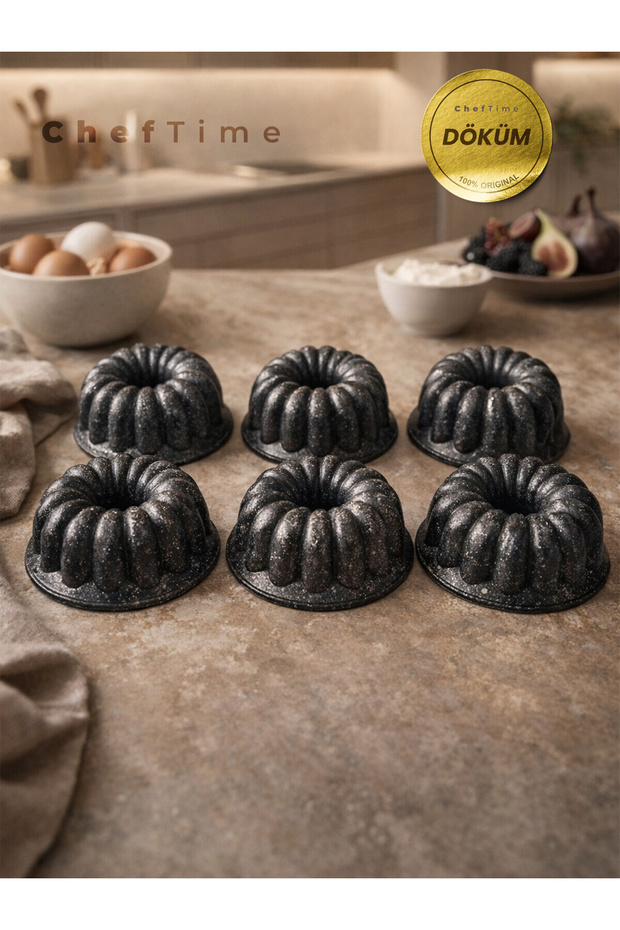 6'lı Siyah Mini Dilimli Kek Kalıbı - 1