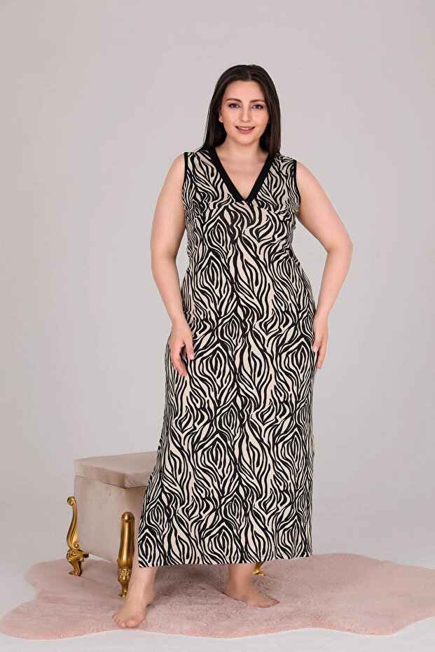 زيبرا نمط حجم كبير ثوب النوم الطويل - 2
