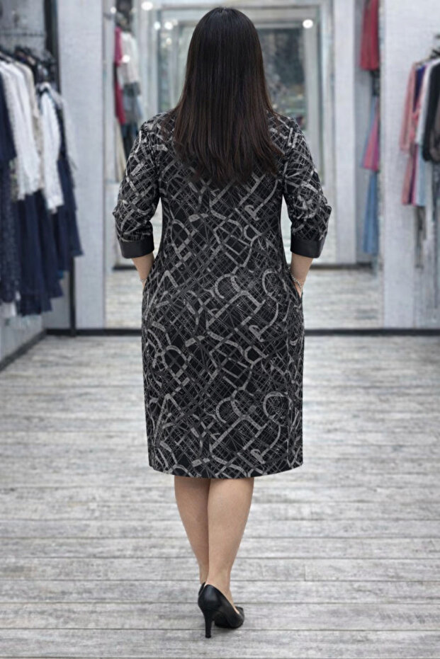 Deri Detaylı Örme Elbise - 2