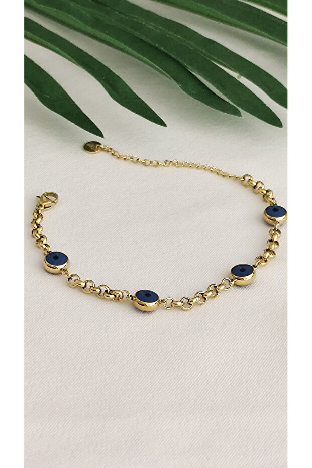 100% Steel Evil Eye Beaded 316L Steel Bracelet Does Not Tarnish Does Not Fade 17+5 cm