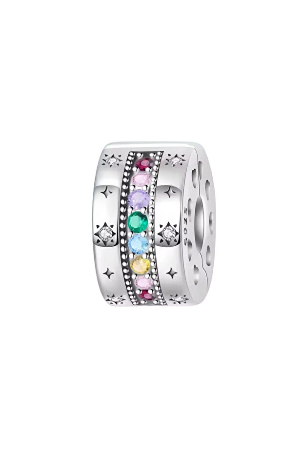Renkli Şerit Taşlı Klips Charm - 1