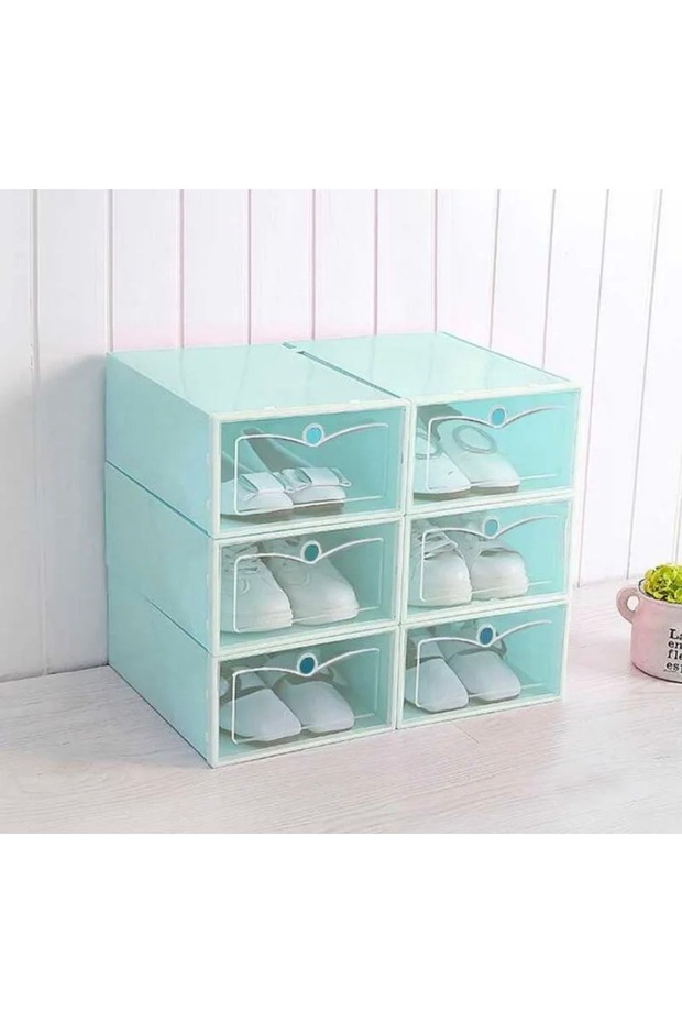 Shoe storage box set, 6 pieces, foldable plastic