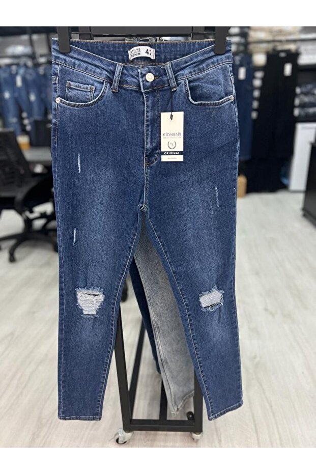 Gamze Moda Plus Size Ripped Detailed Skinny Leg Jeans