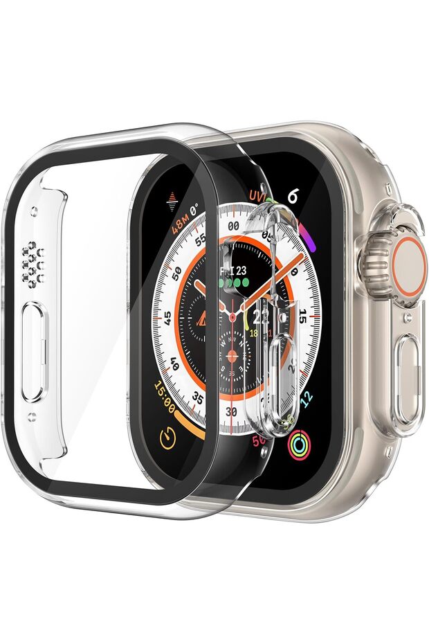 2 Pack Hard PC Case Built in Tempered Glass Compatible with 49mm Apple Watch Ultra