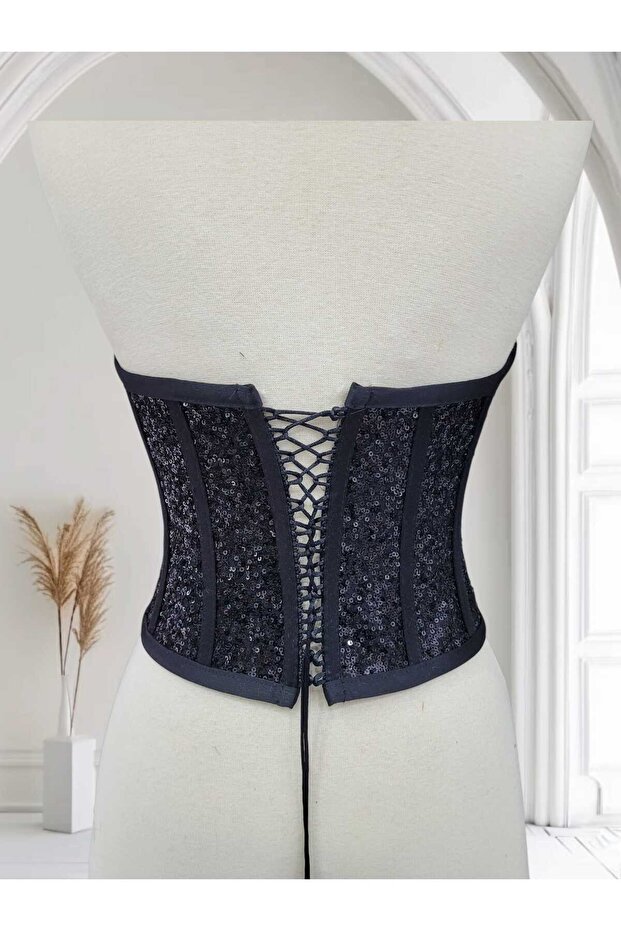 Siyah Korse Büstiyer - 6