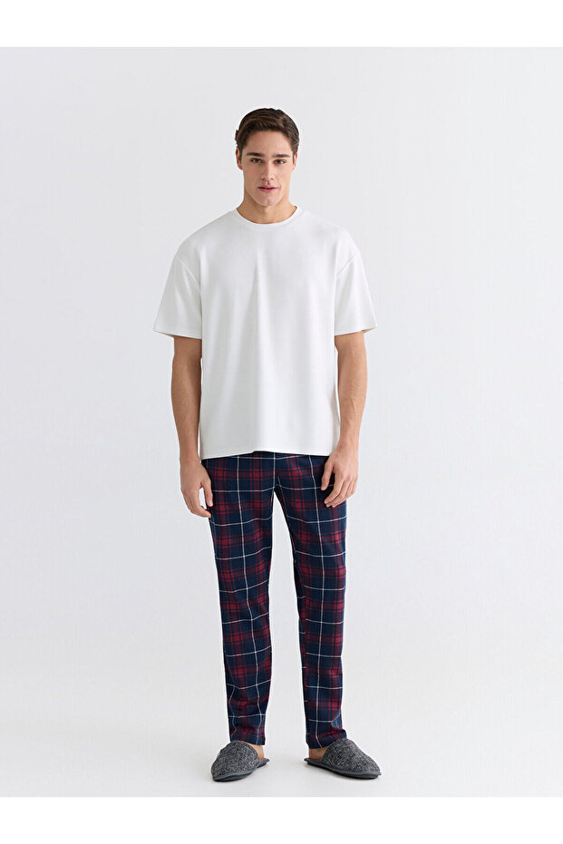 Mg Trend'En Red Standard Pattern Plaid Men's Pajama Bottoms