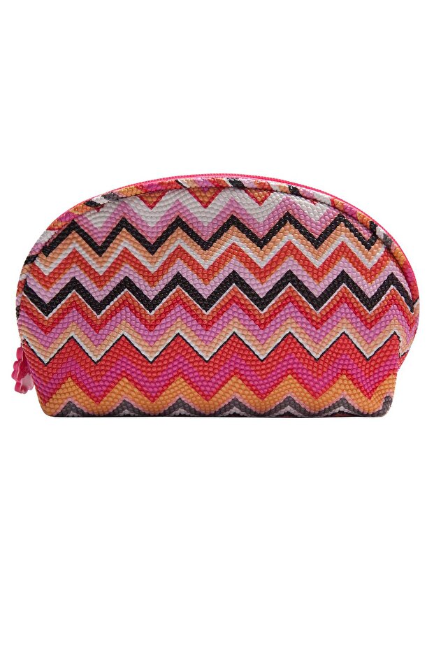 Zigzag Patterned Humpback Makeup Bag - 2