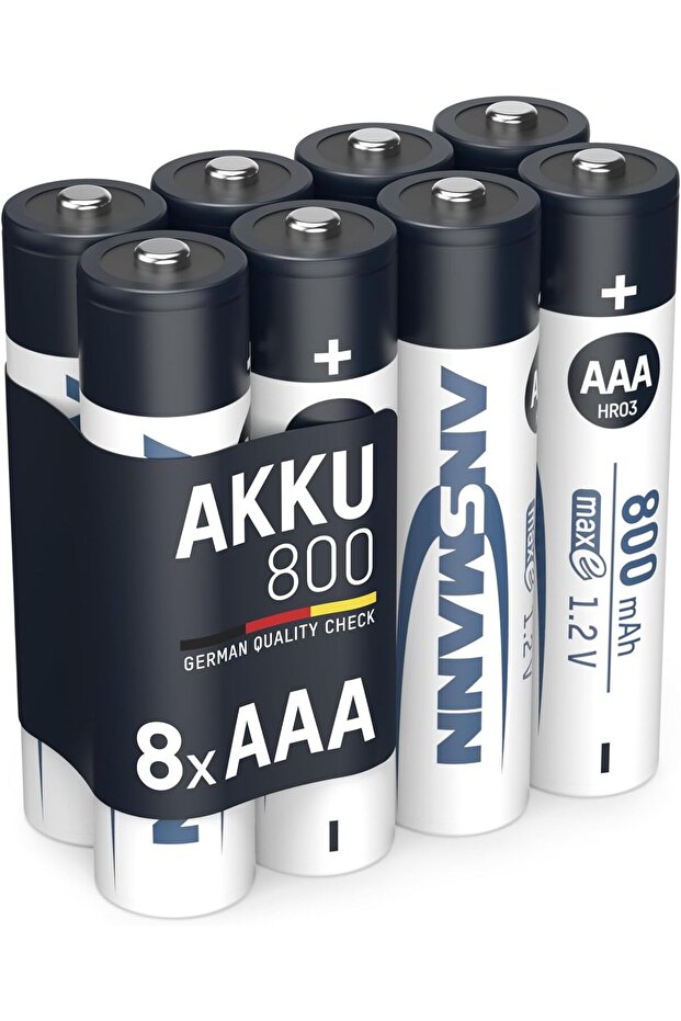 عبوة من 8 بطاريات قابلة لإعادة الشحن من نوع AAA - 1