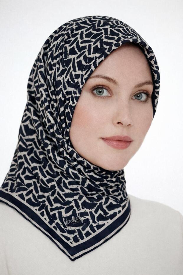 Soft Cotton Scarf-90 X 90 -06099 Navy Blue