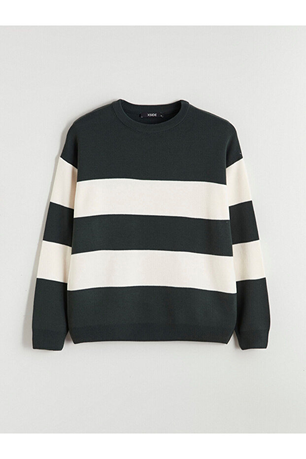 Crew Neck Striped Men's Knitwear Sweater