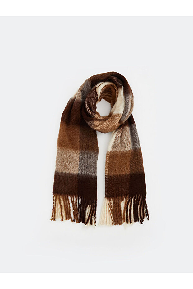 LCW ACCESSORIES Fringed Plaid Patterned Women's Scarf