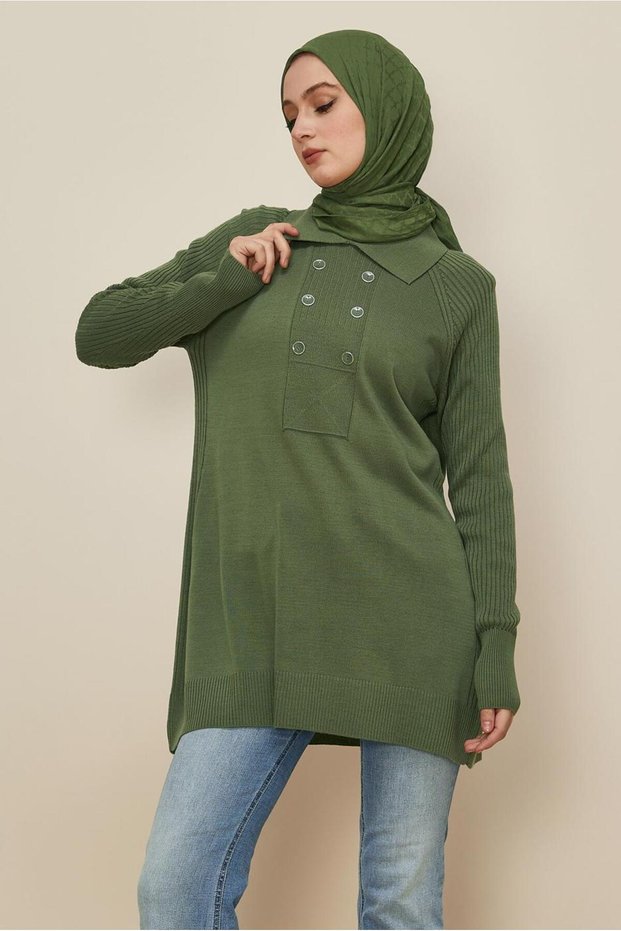 Shirt Collar Knitwear Tunic 45809