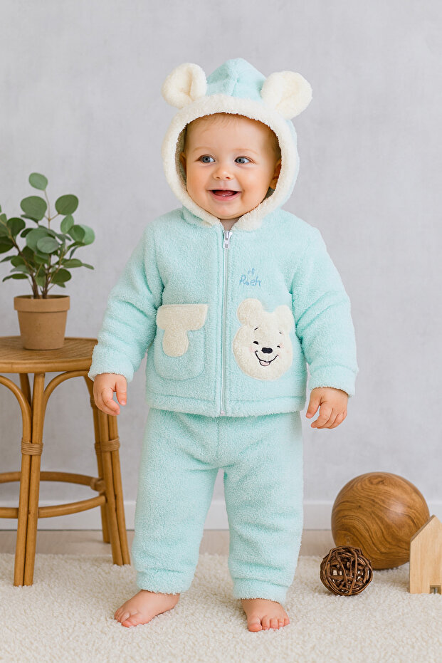 Unisex Baby Hooded Zippered Double Tracksuit Set