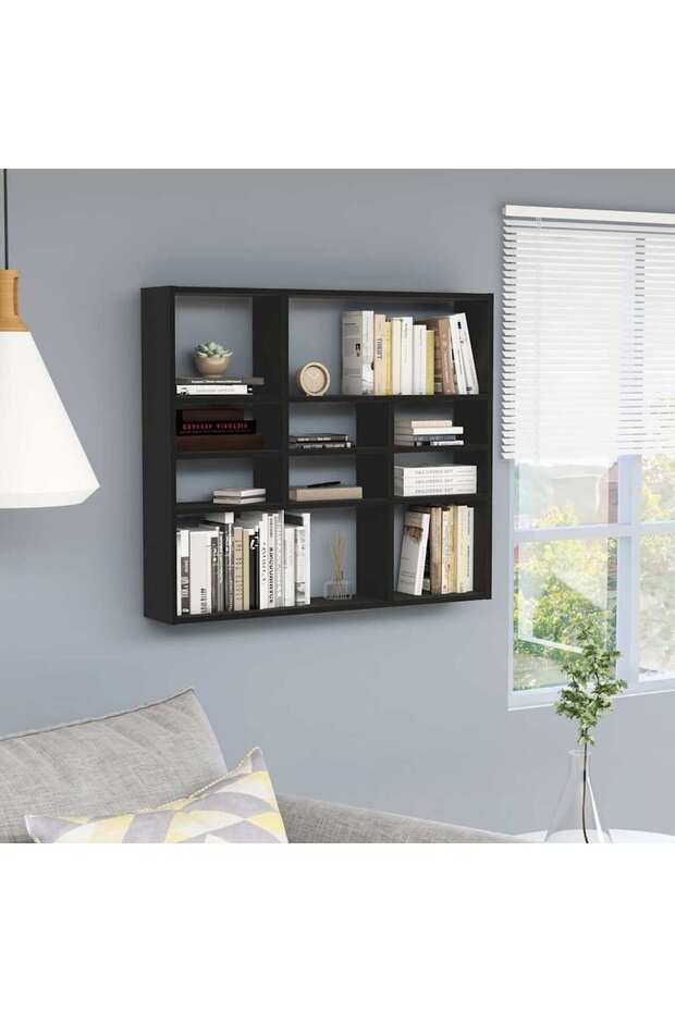 Wall Shelf Black 90x16x78 cm Engineered Wood
