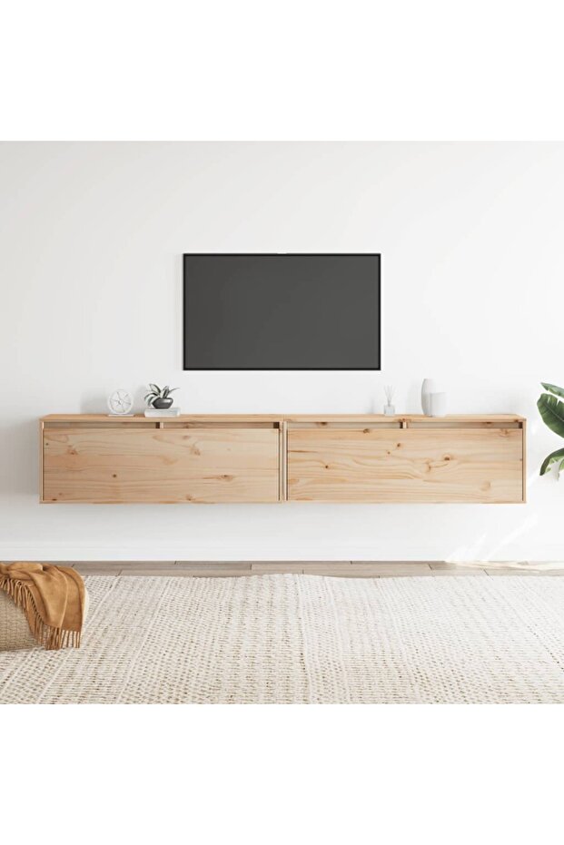 Wall Cabinets 2 pcs 100x30x35 cm Solid Wood Pine
