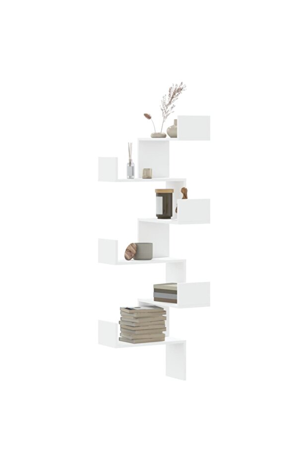 Wall Corner Shelf White 45x45x147 cm Engineered Wood