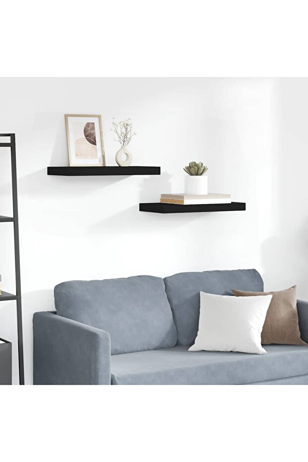 Floating Wall Shelves 2 pcs Black 50x23x3.8 cm MDF