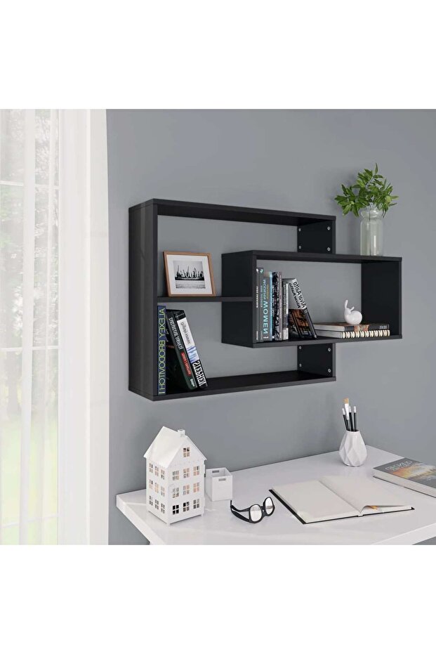 Wall Shelf Black 104x20x58.5 cm Engineered Wood