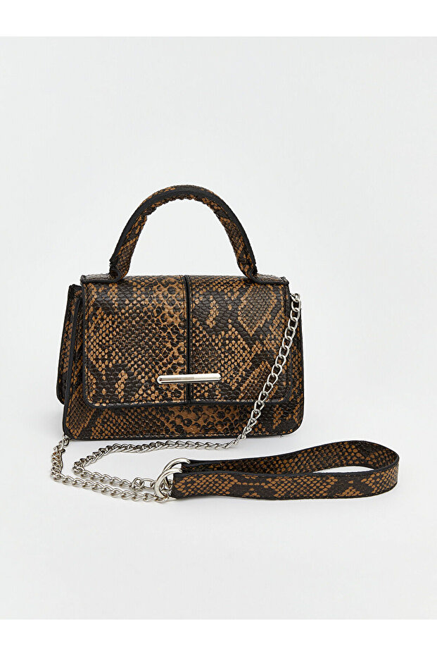 Women's Shoulder Bag with Mixed Chain Detail
