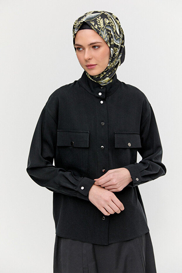 Çift Cepli Lyocell Gömlek - 4