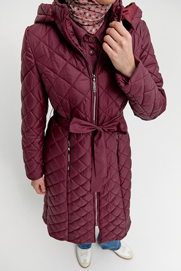 Kapüşonlu Kapitone Kaban - 5