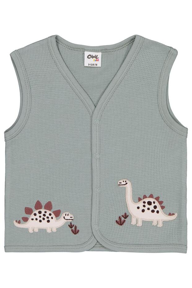 Dinosaur Embroidered 6-18 Months Vest - Green 9-12 Months