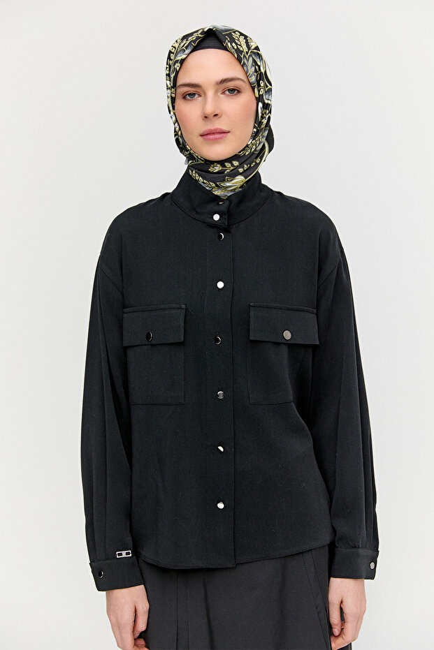 Çift Cepli Lyocell Gömlek - 3