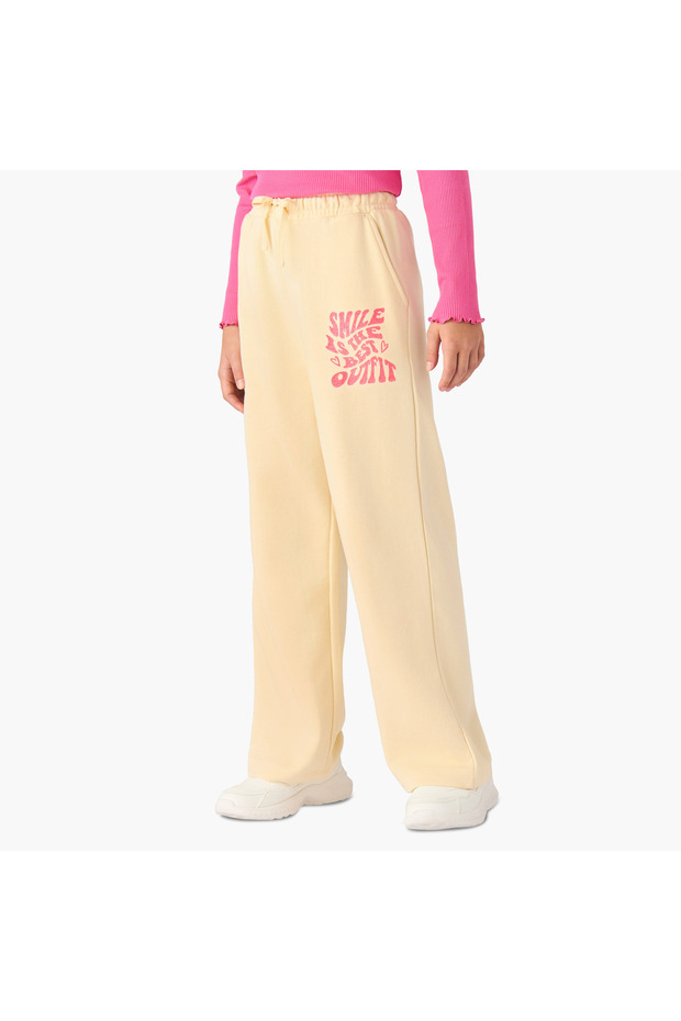 Girls Track Pants with Print - Cotton