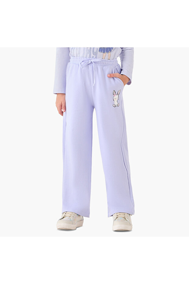 Girls Joggers with Graphic Print - Cotton - Drawstring