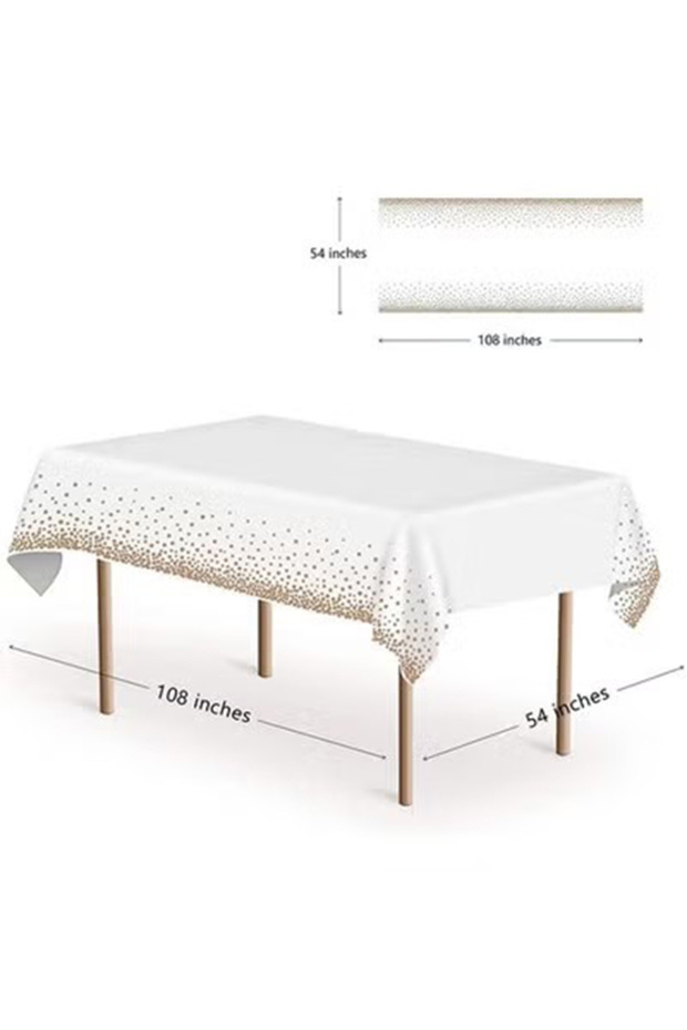 مفرش طاولة حفلات للاستخدام مرة واحدة، قطعتان، مفرش طاولة مستطيل الشكل مزين بنقشة ليزرية - 3