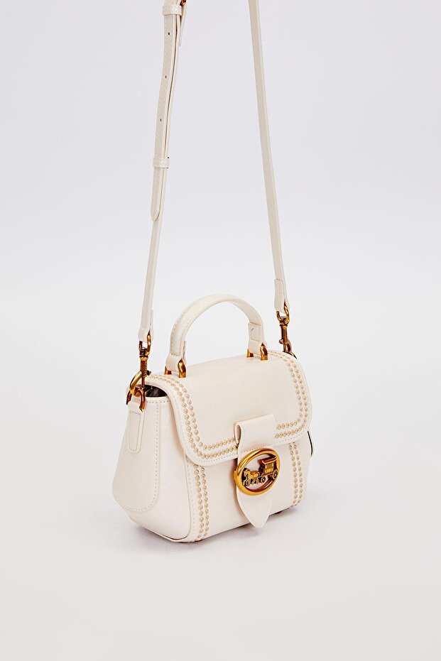Cream Edge Patterned Stitched Handbag - 3