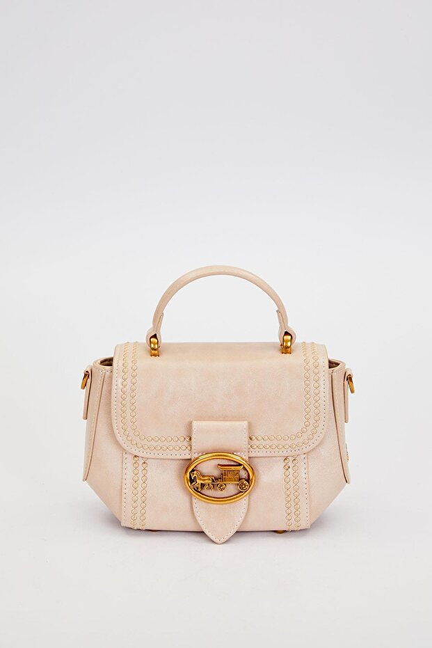 حقيبة يد مخيطة بنمط حافة المنك - 1