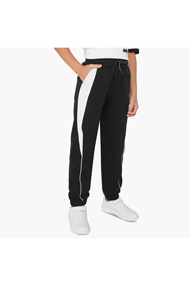 Panelled Joggers with Drawstring Closure and Pockets