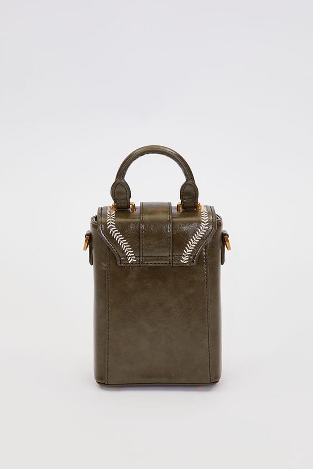 حقيبة يد على شكل مستطيل أخضر - 4