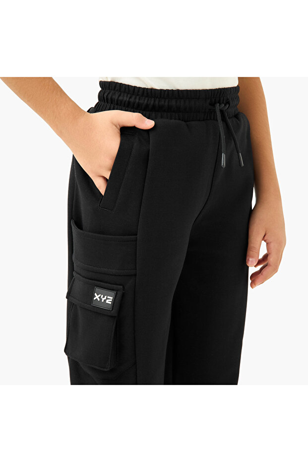 بنطال رياضي سادة مع رباط إغلاق وجيوب - 4