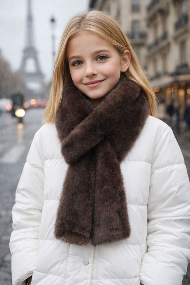 Dark Brown Soft Textured Plush Children's Neck Collar