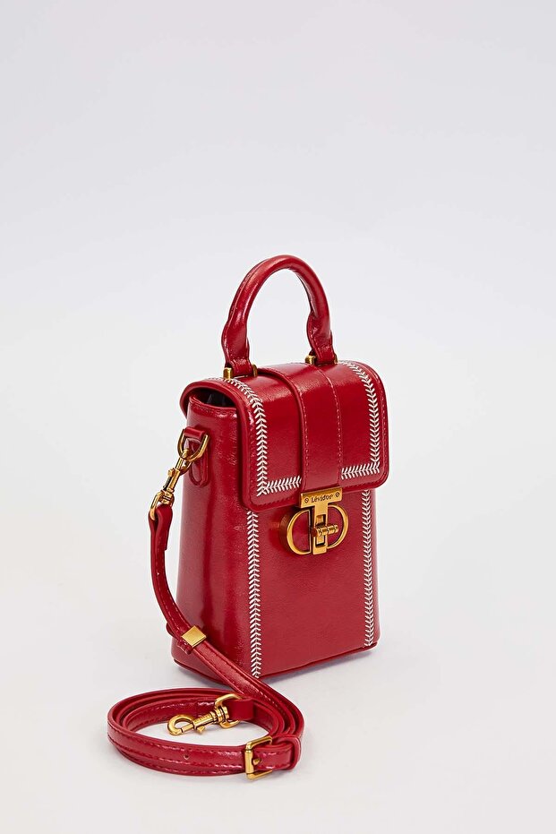 حقيبة يد على شكل مستطيل أحمر - 2