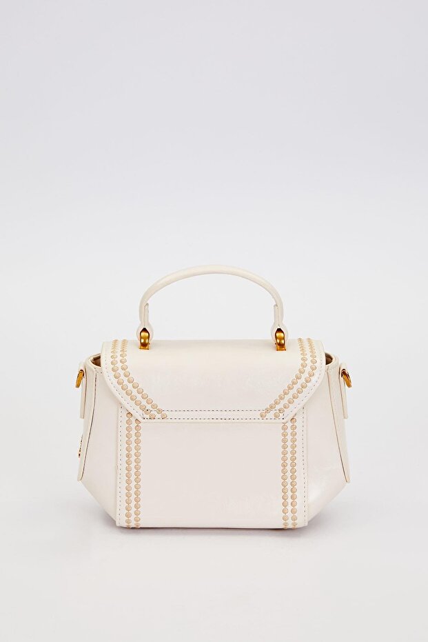 Cream Edge Patterned Stitched Handbag - 2