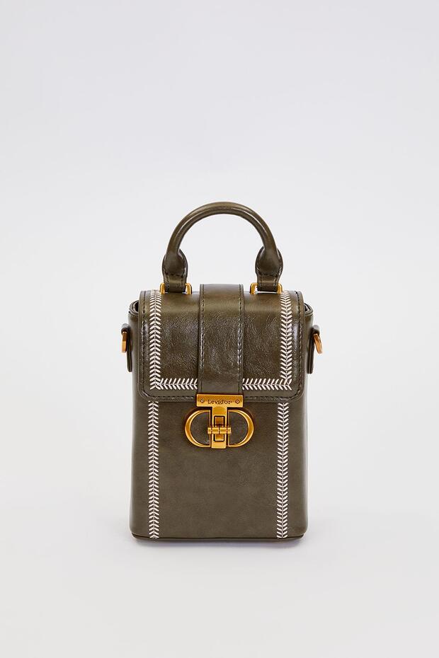 حقيبة يد على شكل مستطيل أخضر - 1