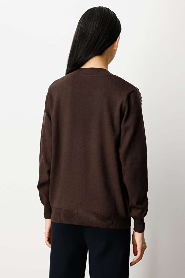 Yaka Şerit Kırçıllı Triko Kazak - 3