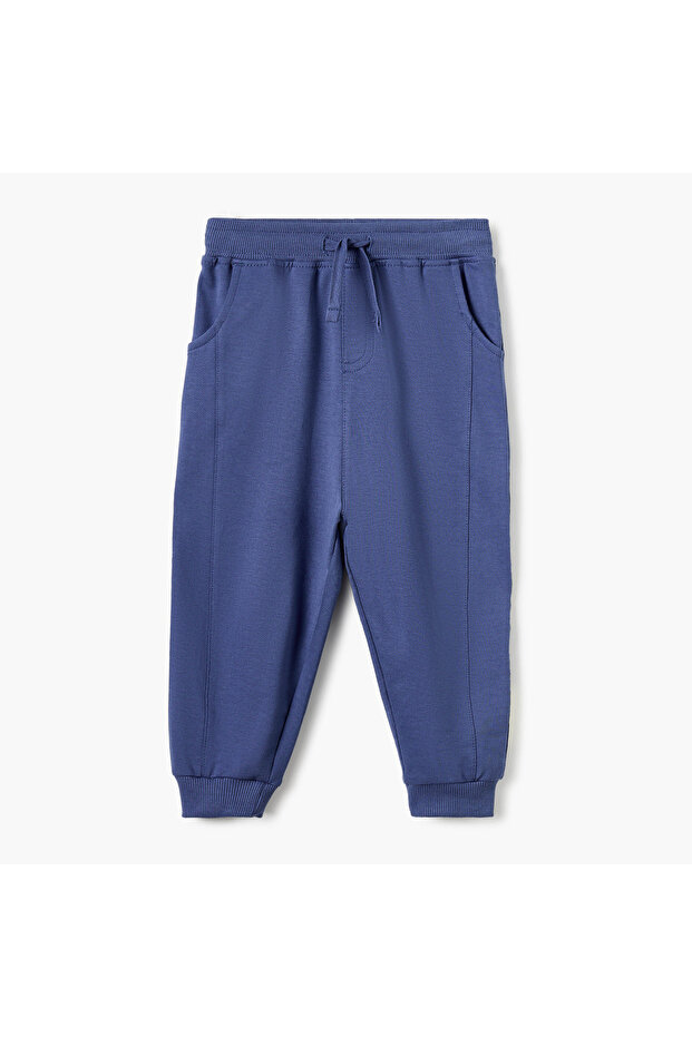 Solid Joggers with Drawstring Closure and Pockets - 1