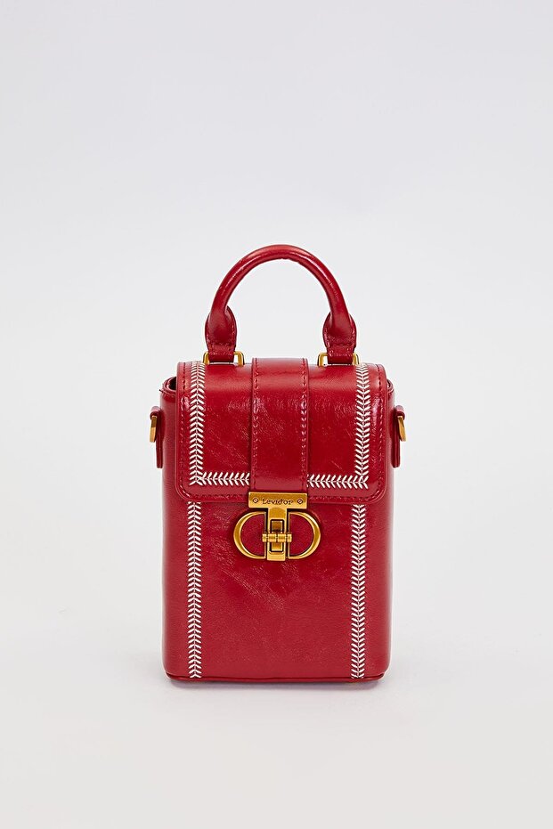 حقيبة يد على شكل مستطيل أحمر - 1