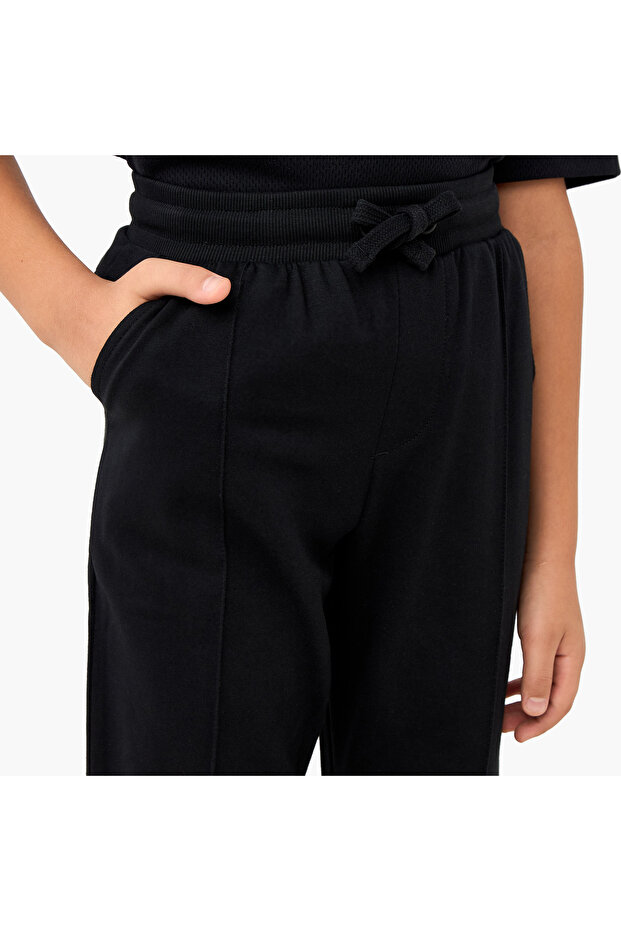 بنطال رياضي سادة بحزام خصر مطاطي وجيوب - 4