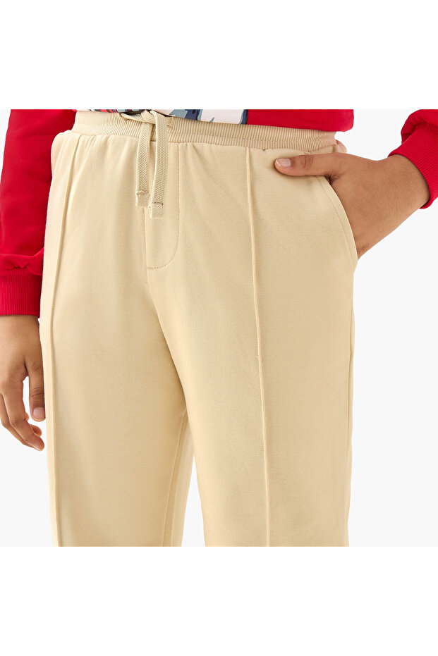 بنطال رياضي سادة مع رباط إغلاق وجيوب - 4