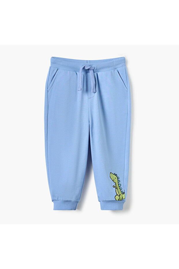 Dinosaur Print Joggers with Drawstring Closure
