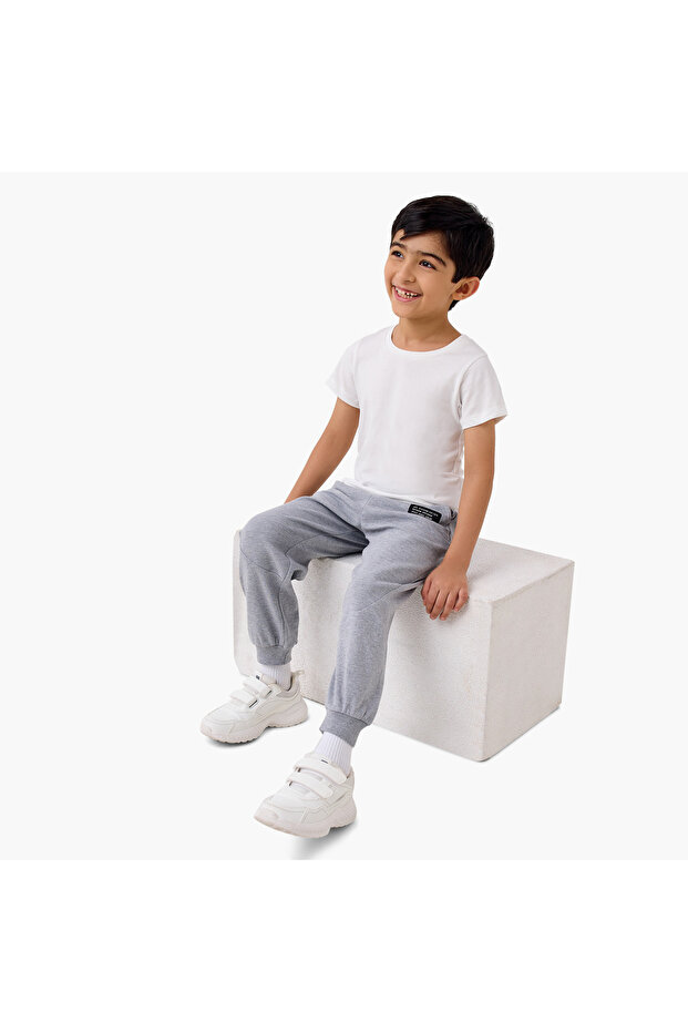 بنطال رياضي سادة مع رباط إغلاق وجيوب - 2